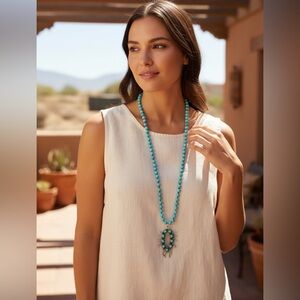 35” Turquoise beaded western necklace